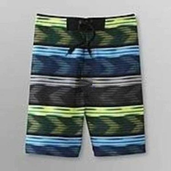 Mens Board Shorts 30 Joe Boxer Blue Striped Swim Trunks Lightweight 10" Mens - Picture 1 of 3